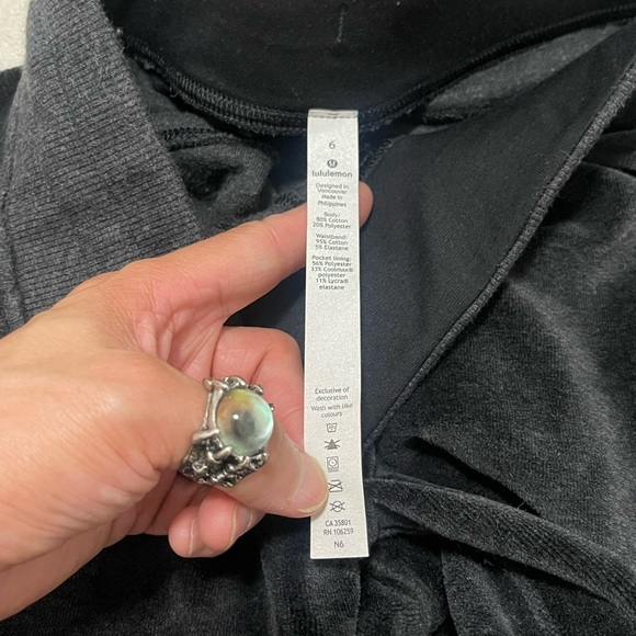 NWOT Women’s Sz 6 (30” Waist) Lululemon Warm Down Joggers Velour Heathers Black - Picture 11 of 13